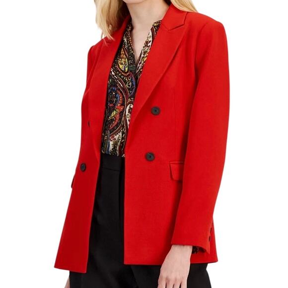 T Tahari Women’s Faux Double Breasted Blazer Red Size 8 - Picture 1 of 2
